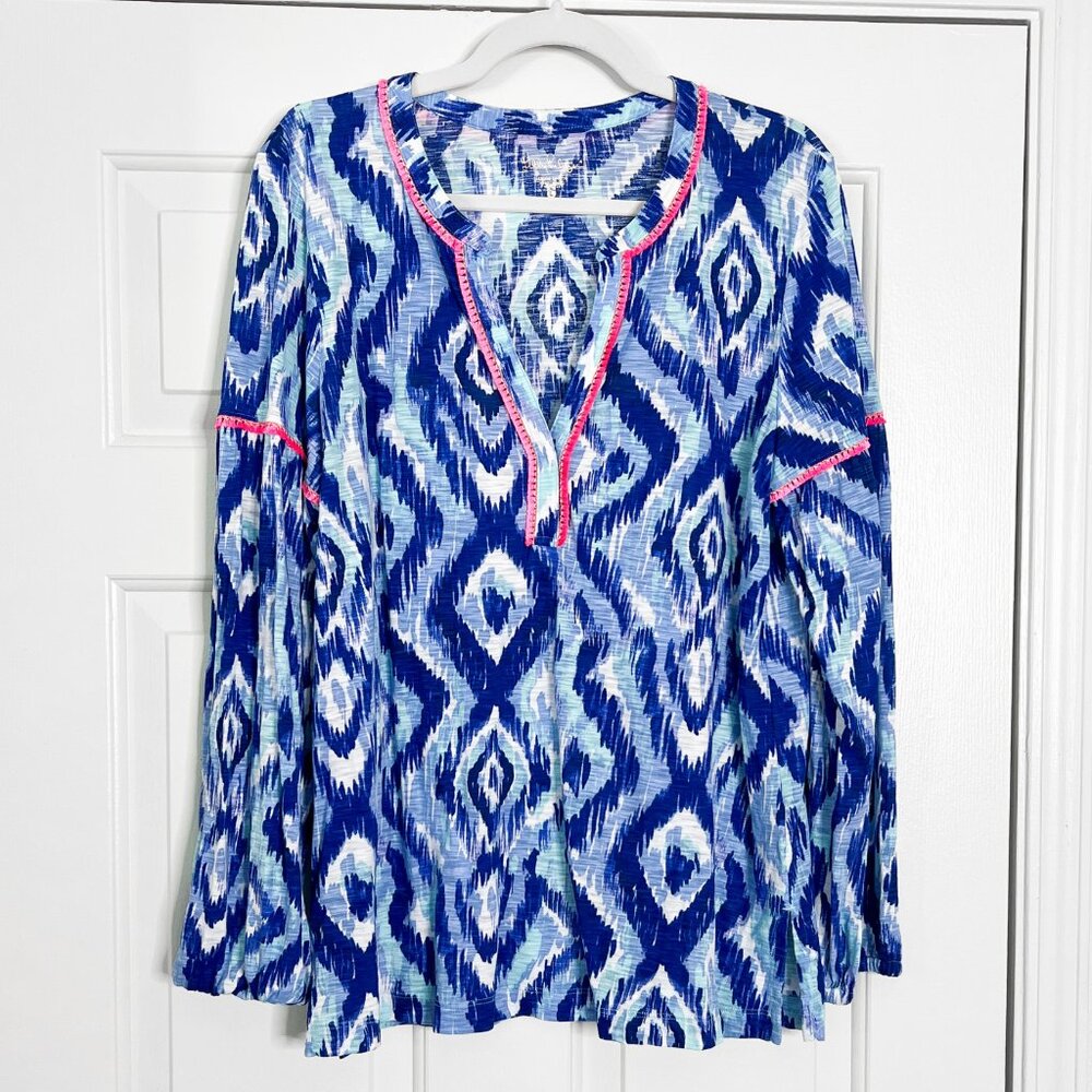 Lilly Pulitzer Kalissa Knit Tunic in Blue Swish Skipped A Beach - Picture 3 of 8